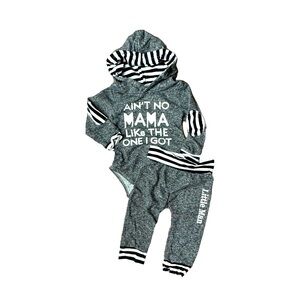 Long sleeve put it onesie and matching pants. Baby size 9 to 12 months.